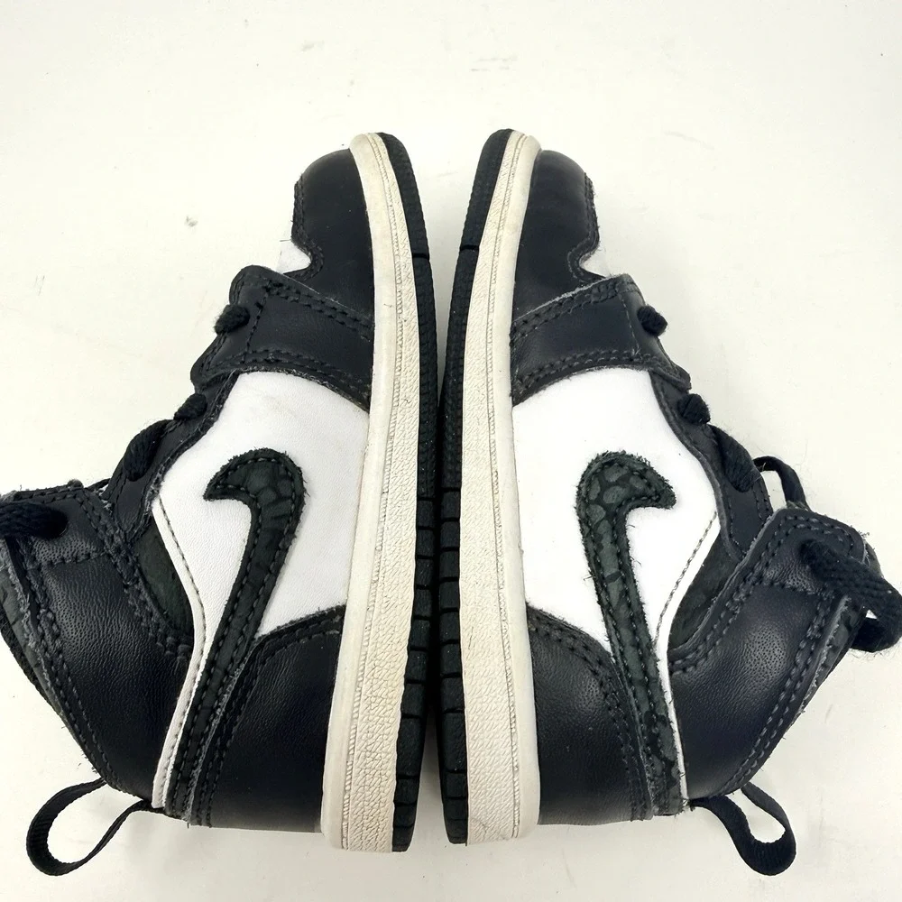 Nike Air Jordan 1 Mid Panda Elephant Toddler Shoes 8C Black White FB9912-001